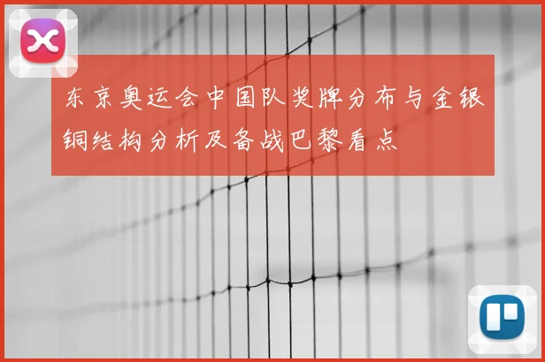 东京奥运会中国队奖牌分布与金银铜结构分析及备战巴黎看点